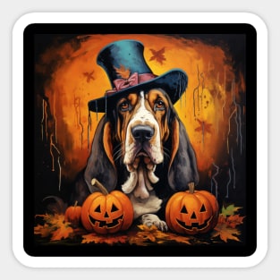 Basset hound Halloween Sticker